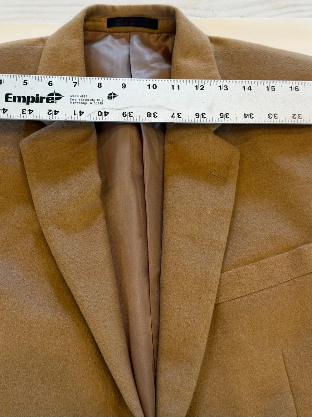 Irvine Park Men's 44R Cashmere Felt Tan 2-Button Single-Breasted Blazer Jacket